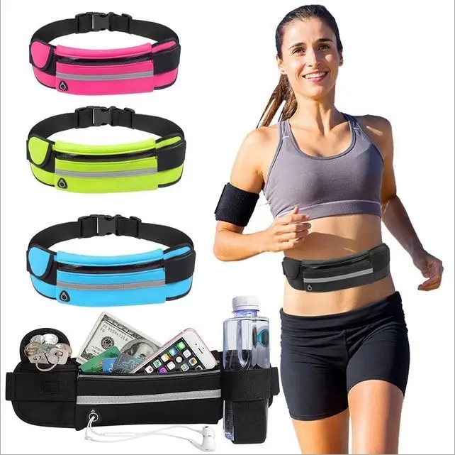 Riñonera para correr impermeable para hombre y mujer, bolsa de lona para deportes, trotar, portátil para exteriores, soporte para teléfono, cinturón, accesorios deportivos para Fitness