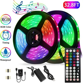 

LED Strip Light RGB 5050 Lights Music Sync Color LED lamp 44 keys Controlled waterproof LED Lights Rope Lights 5M 10M 20M