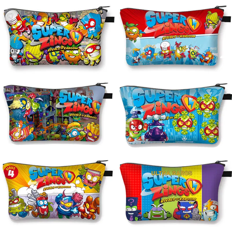 Super Zings-Bolso con estampado para chicas, a la moda estuche cosmético, portátil, de viaje, para compras, protección ambiental, plegable, para lápiz labial