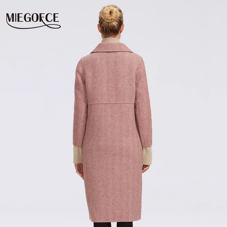 MIEGOFCE высококачественное осенне-зимнее двустороннее кашемировое пальто Женская куртка длинный тонкий шерстяной костюм воротник однотонный Кардиган Женская верхняя одежда