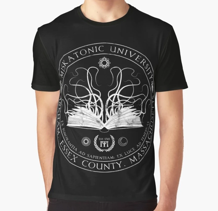 Футболка с принтом по всему миру, Мужская забавная футболка Miskatonic Sigil, графическая женская футболка