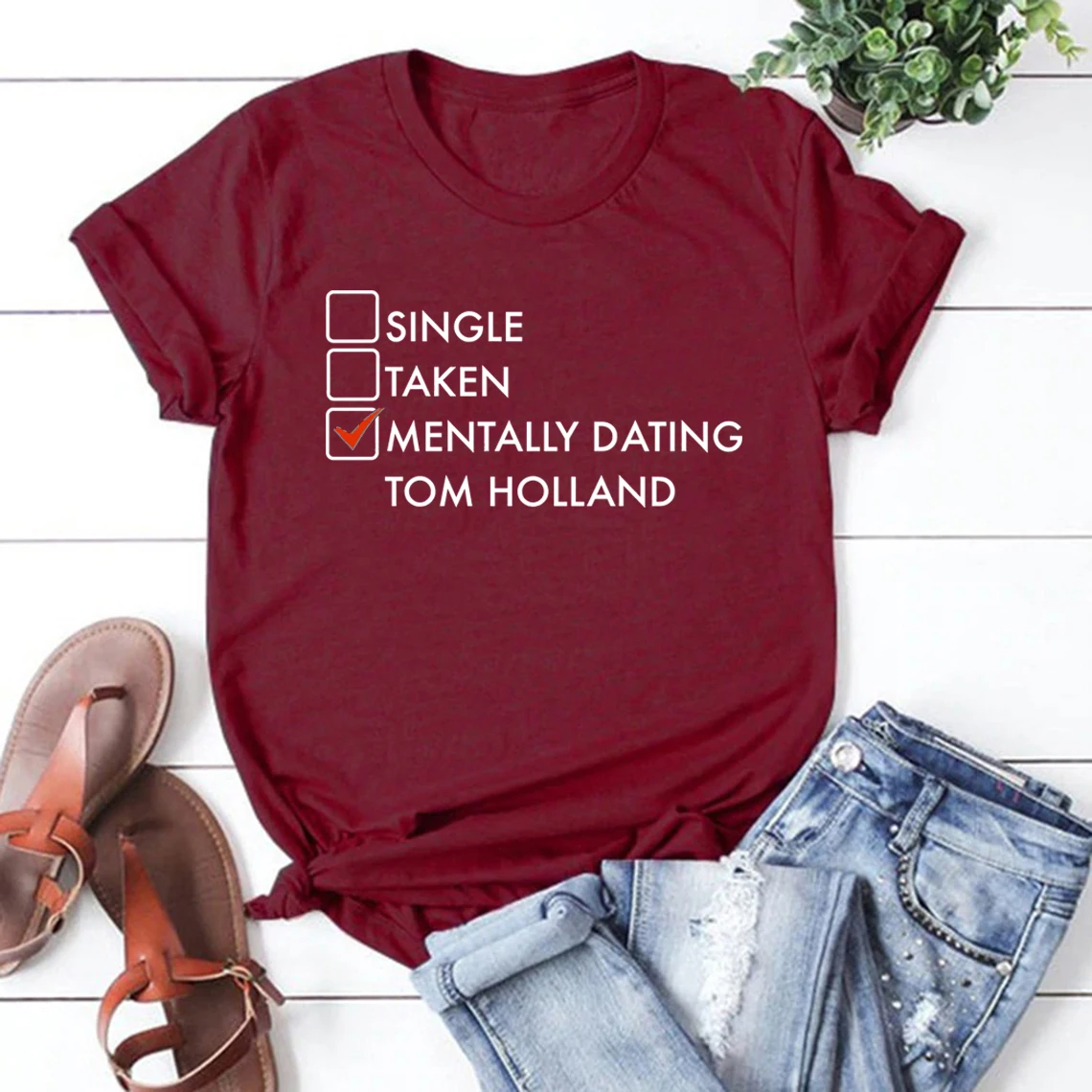 Mentally Dating Tom Holland T-Shirt Summer Short Sleeve Crewneck Casual T Shirt Fashion Shirts for Fans Men Women Tshirts Tops vintage graphic tees Tees