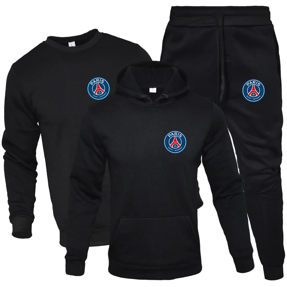 

New Style Fashion Hoodie Three-piece Set Warm Clothing round Neck Sweater + Hoodie + Sweatpants Men And Women Sports Set