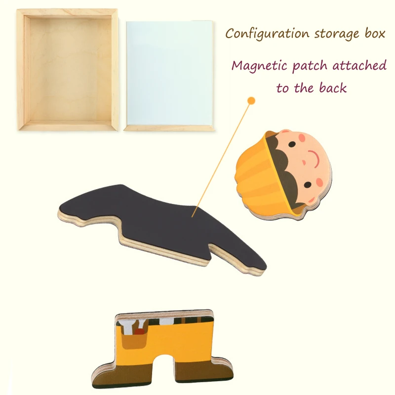 3D Magnetic Animal Puzzles Kids Wooden Toys Bear Dressing Up Jigsaw Games Montessori Educational Imagination Toy Gifts For Kids 5