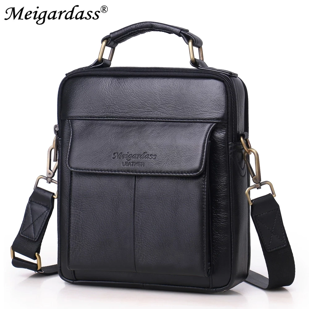 MEIGARDASS Genuine Leather Men's Bag Business Shoulder Crossbody Bags for man Casual Messenger Bag Male iPad Handbags Tote Purse