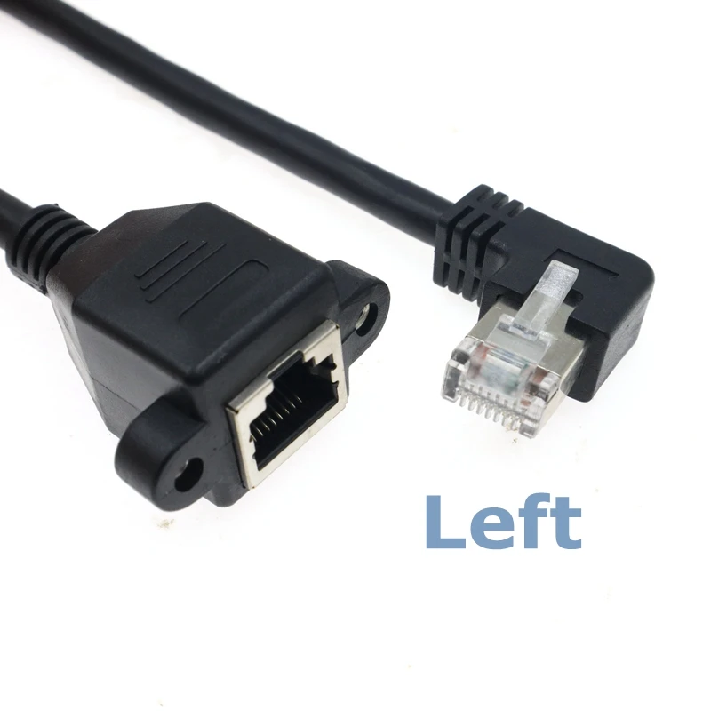 90 Degree RJ45 Male to Female Panel Extension Cable for Ethernet LAN Gigabit Network - CAT5 CAT6 with Screw Hole Description Image.This Product Can Be Found With The Tag Names Computer Cables Connecting, Computer Peripherals, Panel, PC Hardware Cables Adapters