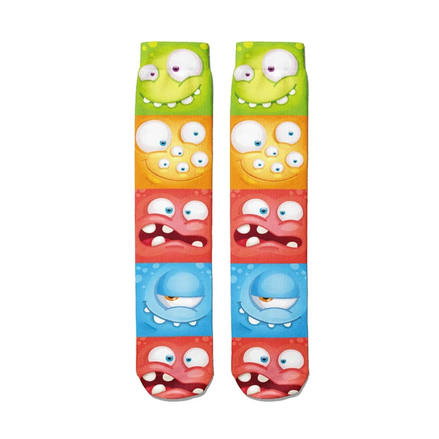 Sell Well Funny Expression Printed Women Socks Fashion Cute Cotton Long Socks Harajuku Christmas Warm Middle Tube Socks Female Style2