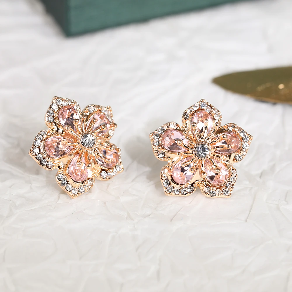 Waliicorners Flower Stud Earrings Brilliant Delicate Multi Pink Color Girl Gift Fashion Earrings For Women 15 H797119c2b2ee40ca8e7737f3ca5144e5z