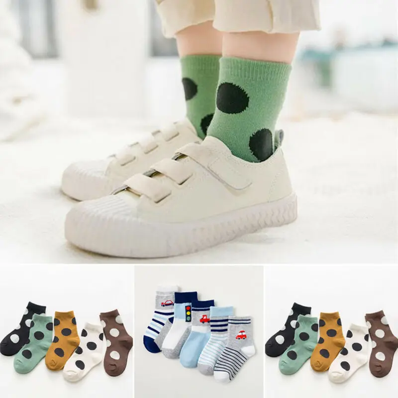 Baby Socks Boy Girl Cotton Crew Ankle Socks Lot Casual Fashion 1-8Years Baby Toddler Kids Polka Dots Colored Bright Socks
