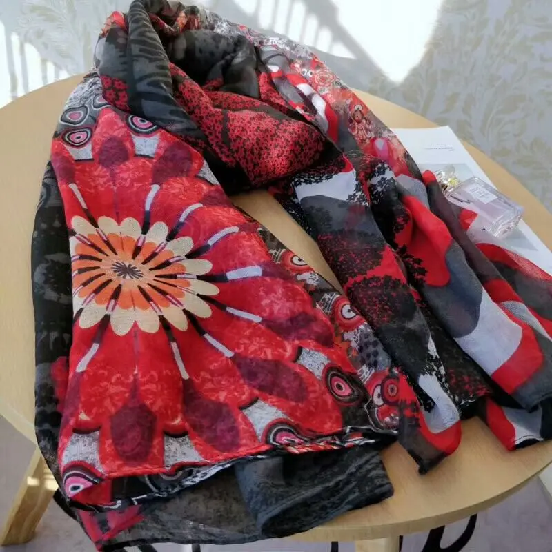 Весна и осень Испания DEG различные цветы дамы шарф подарки - Цвет: 18