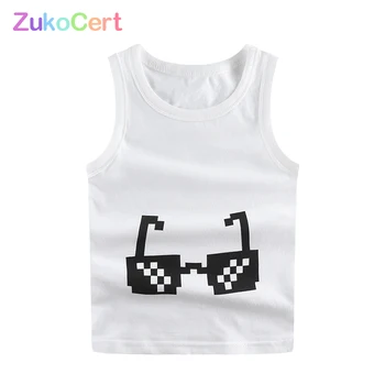 

Zukocert Summer Children's Clothing Sleeveless T-shirt Unisex Baby Vest Shark Cotton Cartoon Print Tank Summer Trend Boy Vest