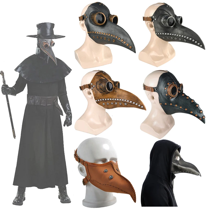 

Funny Medieval Steampunk Plague Doctor Bird Mask Latex Punk Cosplay Masks Beak Adult Halloween Event Cosplay Props