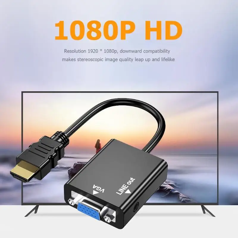 HW-2201 1080P HDMI в VGA конвертер адаптер цифровой аналоговый 3,5 мм аудио разъем