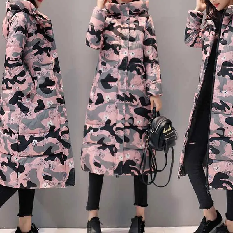 Color 10 Зимняя куртка женская г. женские утепленные теплая хлопковая стеганая длинное куртки женские зимние с капюшоном и принтом парка женская верхняя одежда плюс женский размер пальто зимнее женское - Цвет: Color 10
