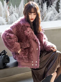 

Natural Fur Coat Women Wool Jacket Women Clothes 2020 Parka Real Fur Wool Winter Coat Women Real Leather Jacket PC-28WW YY2367