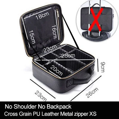 XS Metal zipperStyle Профессиональный Чехол для макияжа из искусственной кожи, высококачественный чехол для косметики Bolso Mujer, дорожный органайзер для макияжа, сумка для хранения, женская - Цвет: XS Metal zipperStyle
