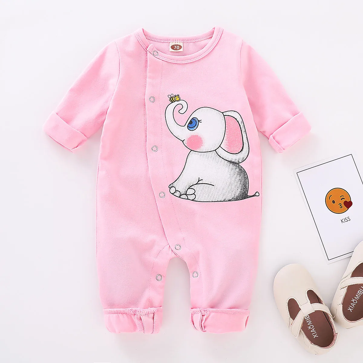

2019 Baby Rompers Long Sleeve Cotton Elephant Romper Cute Animal Printed Infant Jumpsuit Newborn Baby Boy Girl Clothes
