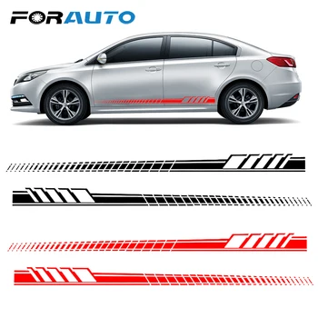 

FORAUTO 1 Pair Car Stickers Racing Body Side Stripe Decals for All Car Vinyl Bumper Decals Car Tuning Accessories Hood Sticker