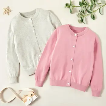 

PatPat 2020 New Arrival Autumn and Winter Fashionable Solid Button Sweaters Cardigans Kids Girl Sweaters Kids Girl Clothes Tops
