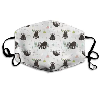 

Cute Sloth Washable Reusable Mask, Cotton Anti Dust Half Face Mouth Mask For Kids Teens Men Women With Adjustable Ear Loops