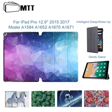 MTT Чехол для iPad Pro 12,9 дюйма ультра тонкий из искусственной кожи трехкратный умный чехол для планшета модель A1584 A1652 A1670 A1671