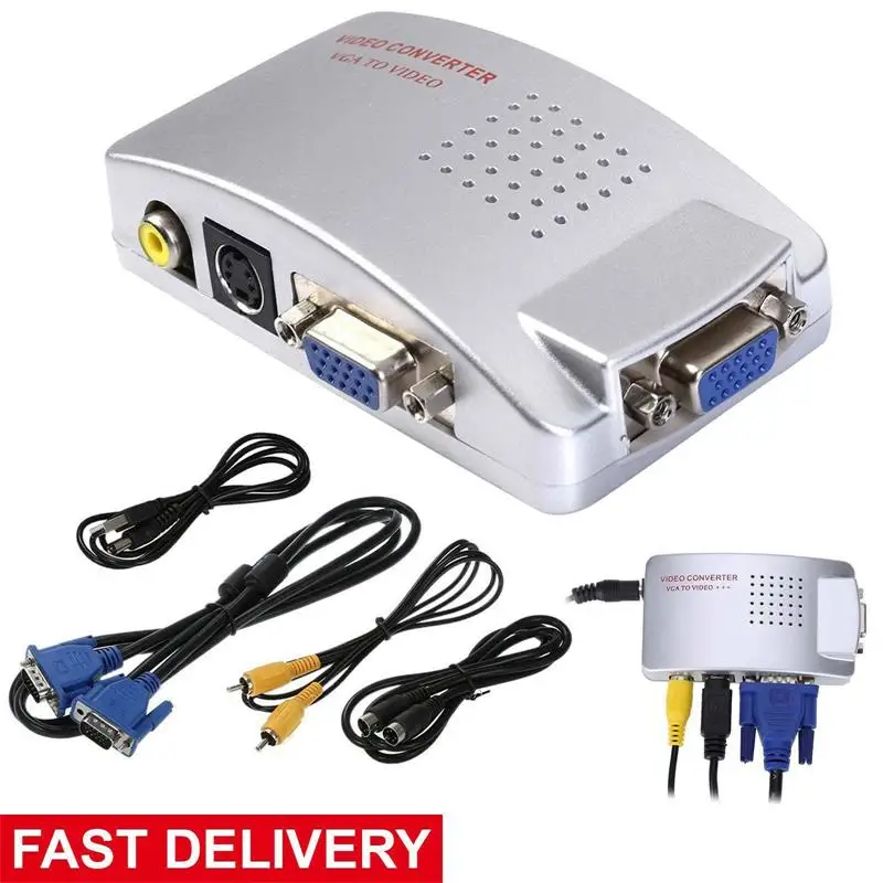 

Durable Laptop PC VGA to TV RCA Composite S-video Converter Box Video Switch Box for Computer GT