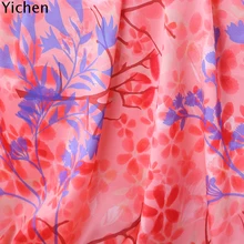 Весеннее платье-рубашка с принтом в виде пейзажа из натурального шелка и эластичного атласа