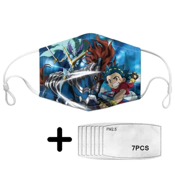 

Beyblade Print Boys Face Masks Popular Cartoon Mouth Mask Filters Dust Proof PM2.5 Prevent Mouth-muffle Adjustable Earloop