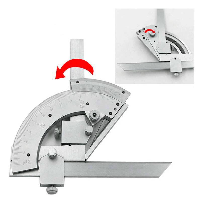 Realmote 0-320 Degree Sliver Universal Bevel Protractor Precision Angle Measuring Finder Ruler Tool Inner And Outer Parts