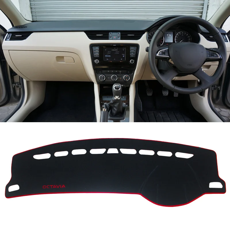 RHD Red side Приборной панели автомобиля Крышка Тире крышка коврик Избегайте светильник Pad инструмент Панель ковры для Skoda Octavia A7 аксессуары - Название цвета: RHD Red side