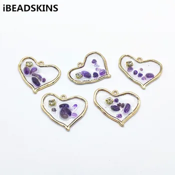 

New arrival! 27x34mm 50pcs Built-in stone Heart shape Charm for hand Made Earrings parts DIY/ Jewelry Findings & Components