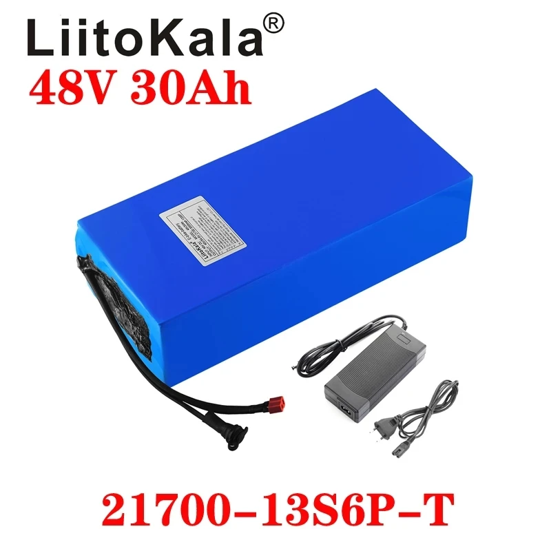 LiitoKala 48V 30Ah 21700 5000mah 13S6P Lithium ion battery Scooter Battery 48v 30ah Electric Bike Battery XT60 48V2A charger