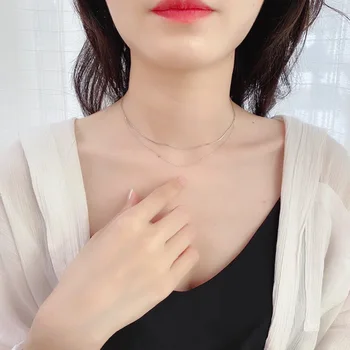 

S925 Fine Silver Double Layer Chain Necklace INS Non-mainstream Designer Normcore Style-Square Choker Ornament N266