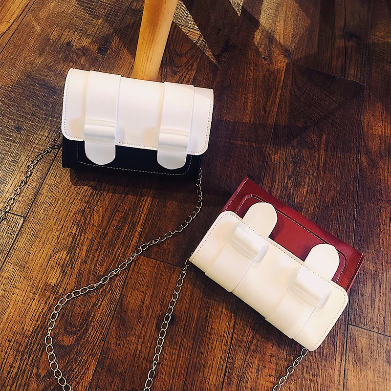 

2019 New Style Korean-style Contrast Color Cambridge Satchel Laser Chain Shoulder Bag Oblique Phone Coin Purse