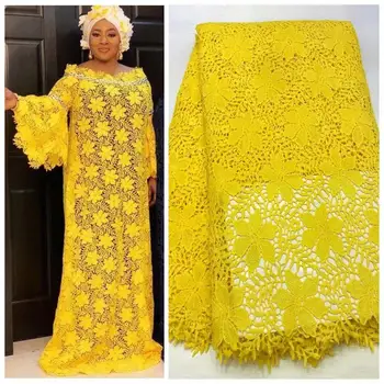 

Latest Pure White African Guipure Cord Lace 2020 High Quality Nigerian Cord Lace Fabric Water Soluble Materials For Party