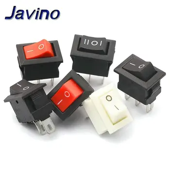 

10pcs Mini Rocker Switch SPST Black and Red Snap in Switches Button AC 250V 3A / 125V 6A 2/3Pin I/O 10*15mm On-off Switch Rocker