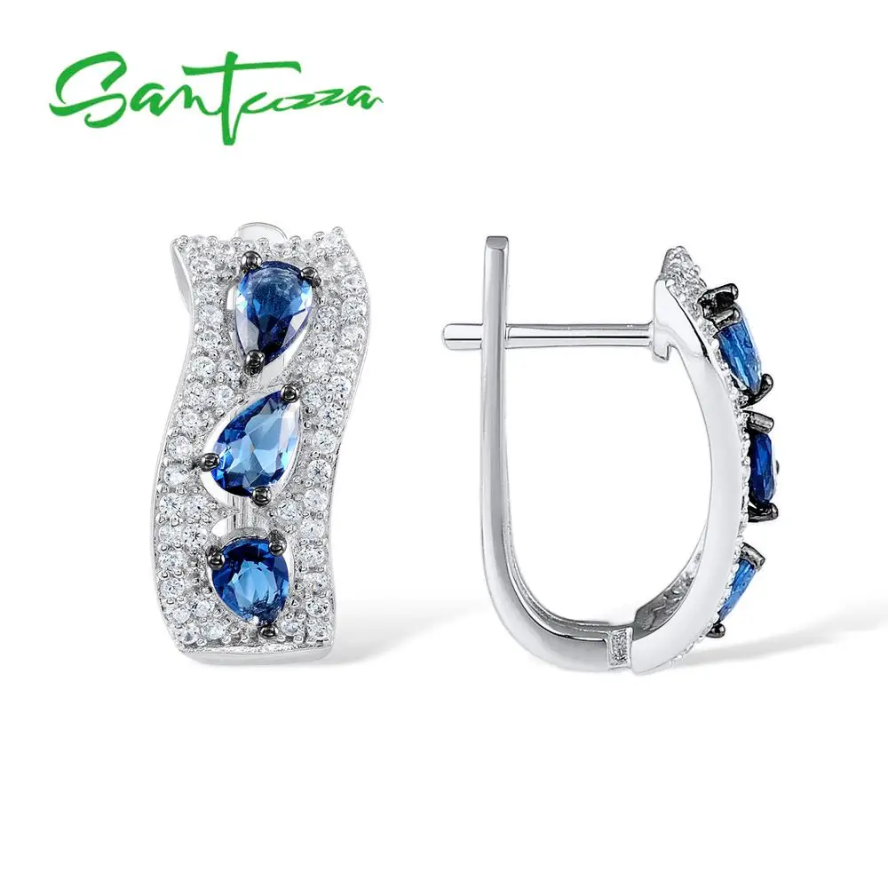 SANTUZZA серебряные серьги для женщин 925 пробы серебряные серьги-клипс Серебро 925 с камнями Кубический Цирконий brincos Ювелирные Изделия