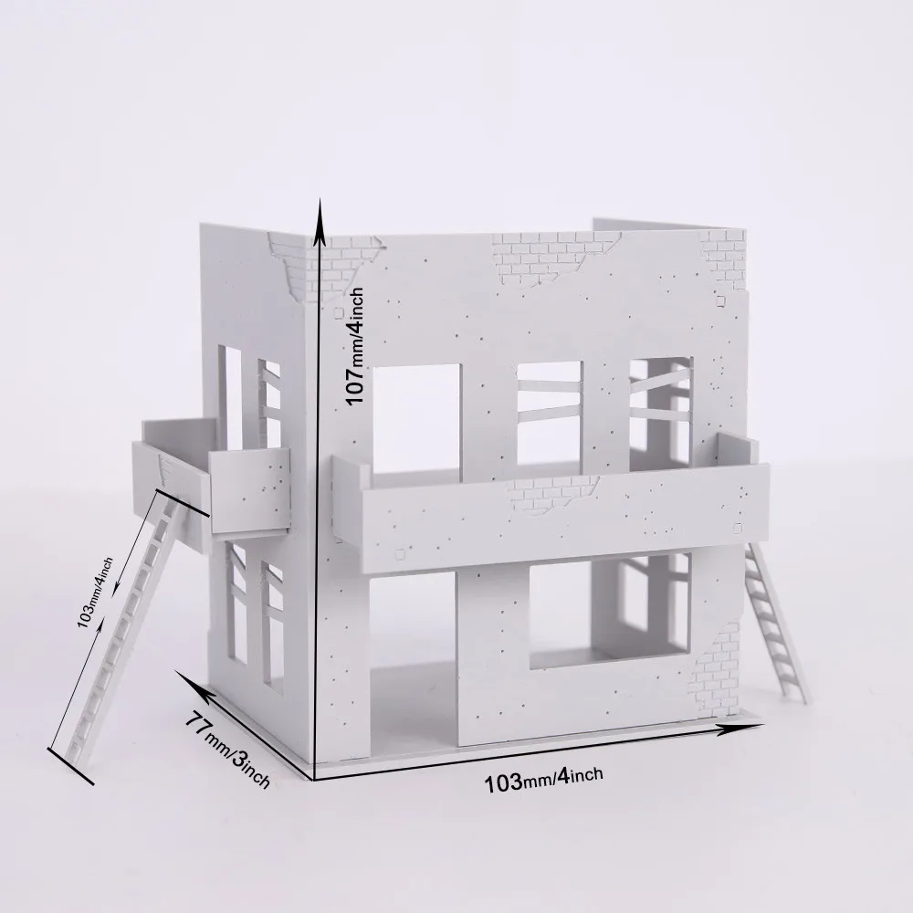 1:72 Model Railway Scenery Ruin Building Abandoned Architecture Damaged Kits Sand Table Layout Landscape - Image 6