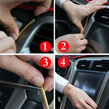 

LED Lights 4 Meter Lamp Bright Charger Inner Flexible Interior Blue Decoration 12V Door Center Console Accessories
