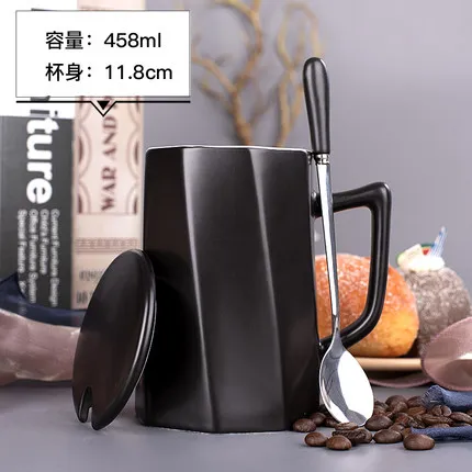 Mug N Скандинавская кофейная чашка Геометрическая керамика черные чашки креативная чашка для воды Tazas Para кафе с ложкой посуда для питья дома LZI082 - Цвет: Mug N