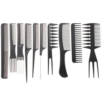 

10-Piece Set Hairdressing Comb Plastic Rapid Modeling Eco-Friendly Anti-Static Massage Comb Straight Hair Comb