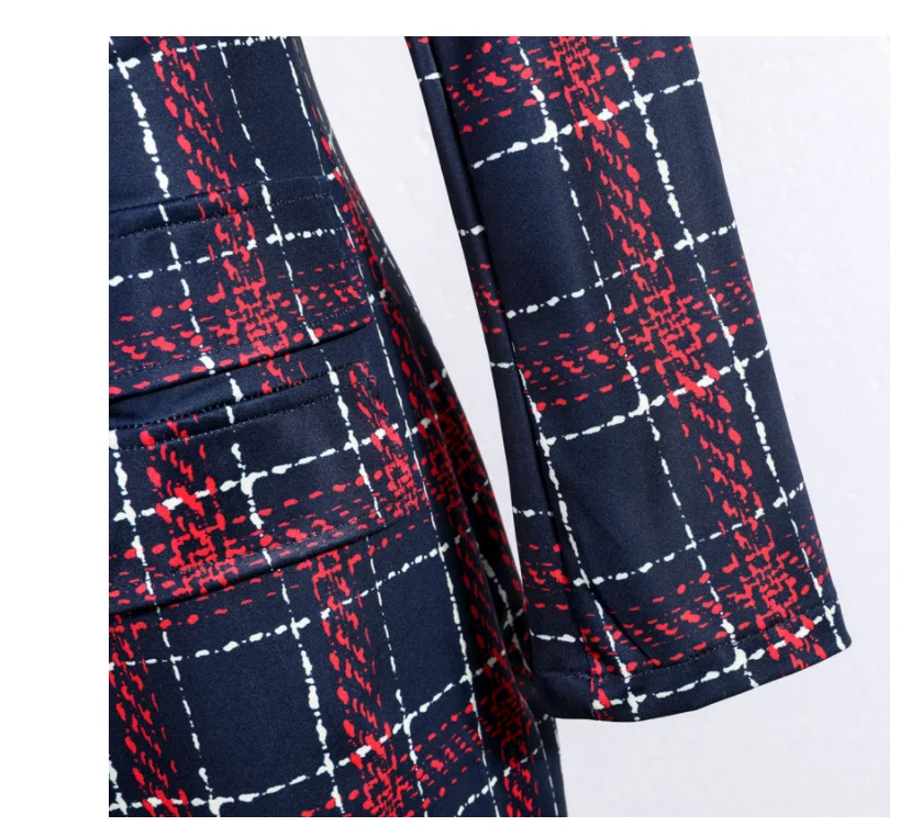 Autumn and winter explosions Plaid print suit Double-breasted Blazer Jacket Women elegant business high waist coat top