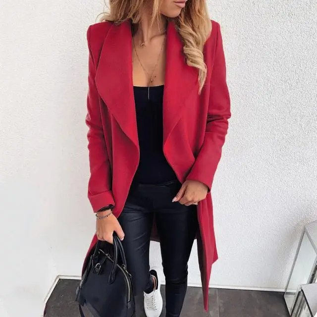 Chic Women Wool Blends Coat Casual Women Elegant Solid Color Long Outerwear Autumn Winter Fashion Office Jacket Streetwear 2021 bubble coat women