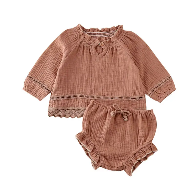 

Cute Newborn Baby Girl Summer Autumn Suit Ruffle Long Sleeve Tops T-shirt Shorts Pants Adorable Outfits Set Clothes 6-24Months