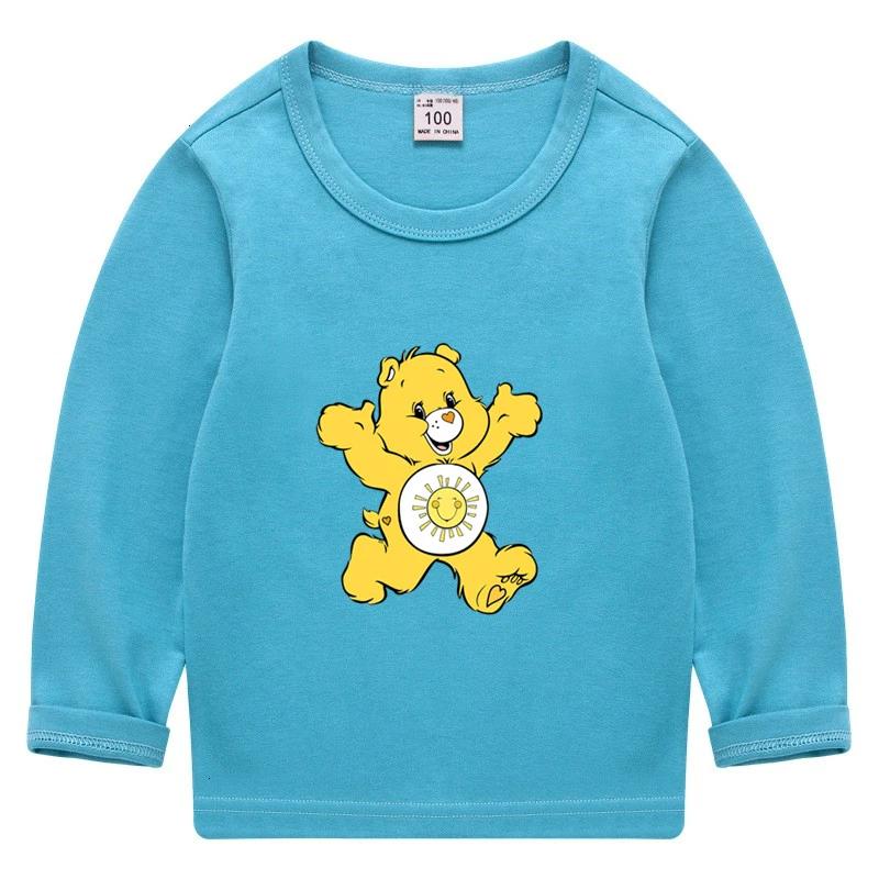 Care Bears/летние топы с круглым вырезом для мальчиков и девочек, смешная цветная футболка с длинными рукавами Детская футболка с рисунком для малышей - Цвет: as picture