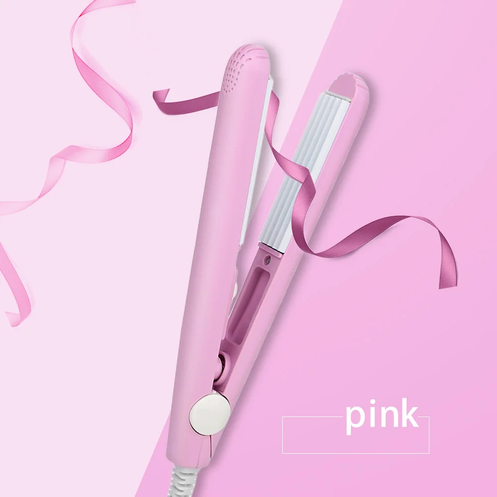 Pink Выпрямитель для волос Розовый Электронный гофрированный выпрямитель Керамический выпрямитель гофрированный щипцы для завивки стильные инструменты утюги - Цвет: Pink