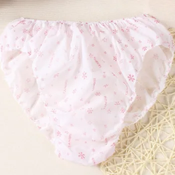 

Disposable Panties Women's Underwear Floral Print Non-Woven Comfy Breathable Briefs 3 PCS