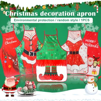

Chistmas Apron Kitchen Christmas Santa Claus Elk Snowman Style Decoration Apron for Dinner Party Cooking Baking XHC88