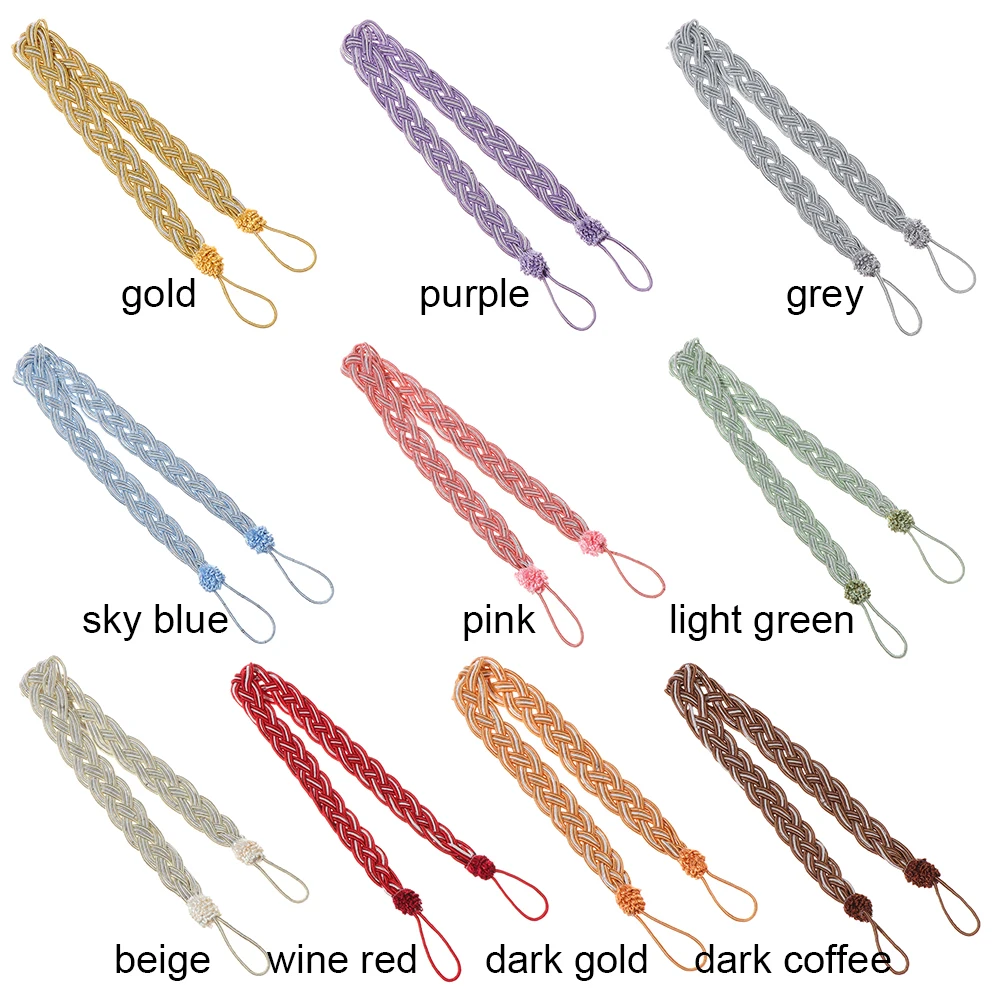 Braided Satin Rope Simple Curtain Tie Backs Tiebacks Hold Backs Curtain Voile Strap Home Decorations 2 PCS curtain accessories curtain tiebacks