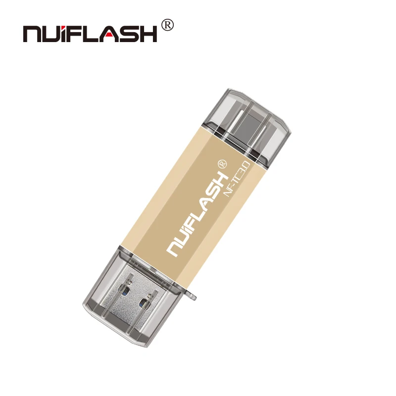 2 в 1 type-C флеш-накопитель usb 3,0 32 Гб 64 Гб 128 ГБ флеш-накопитель usb накопитель оригинальная Емкость Флешки высокое количество u-диск - Цвет: champage